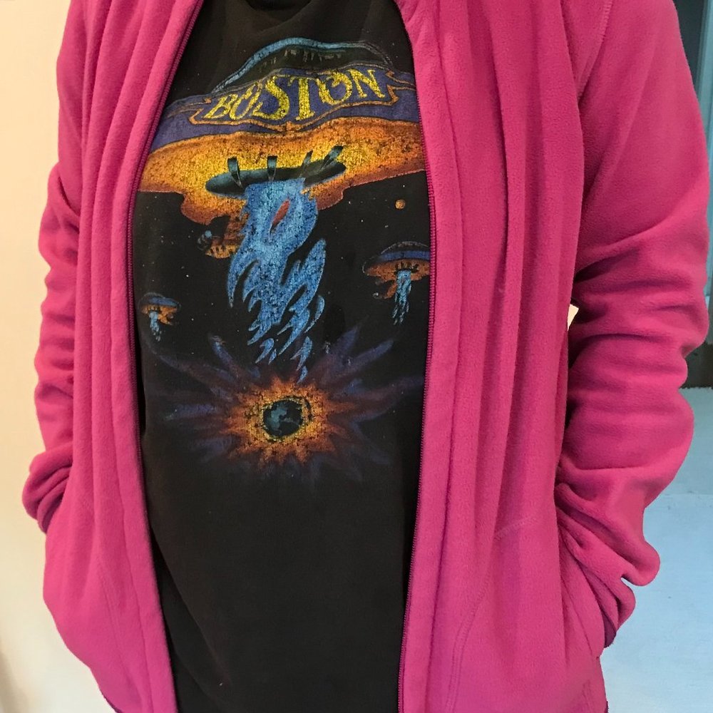 Ladies M, Bright Pink fuzzy Fleece jacket